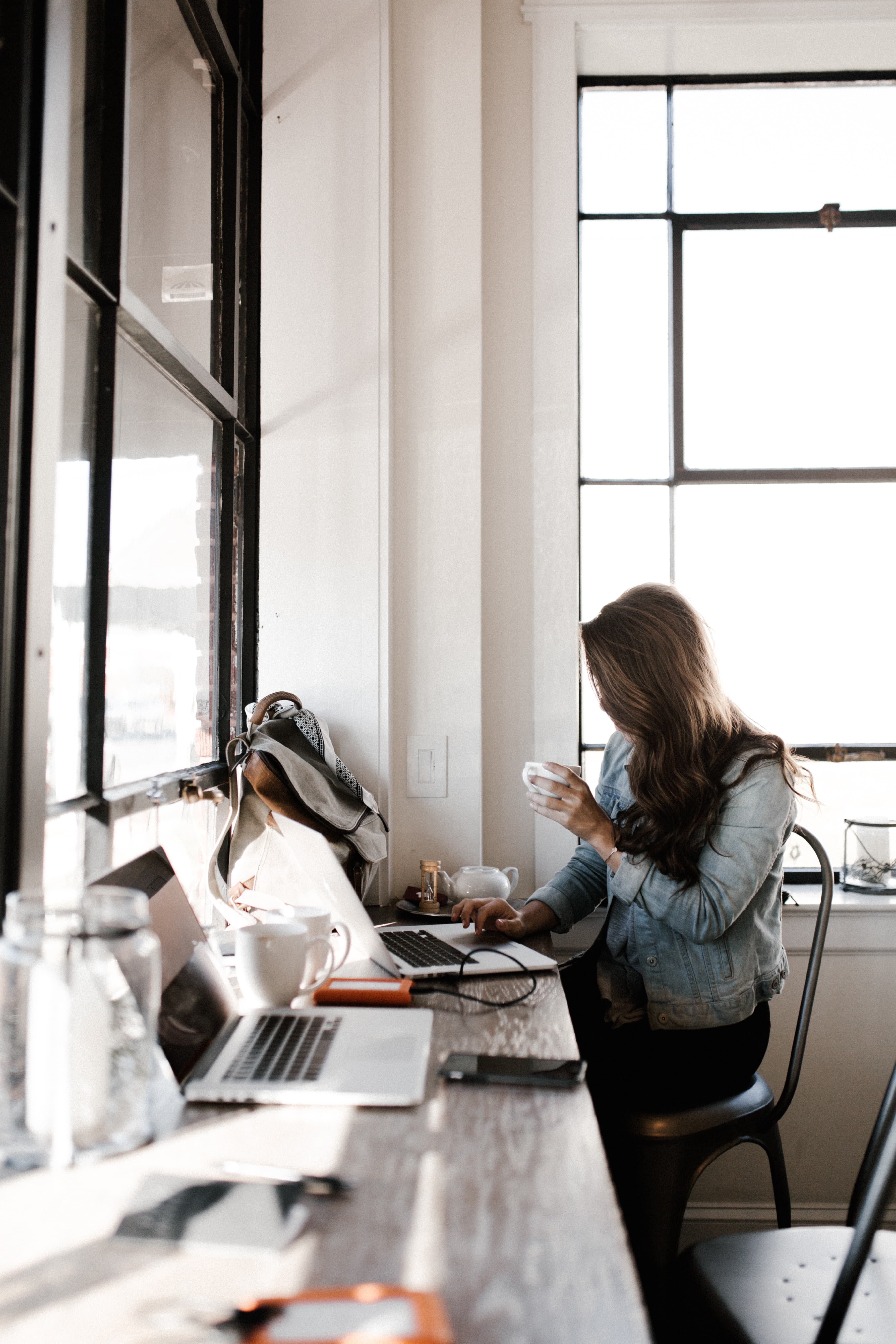 Woman using a computer on an office